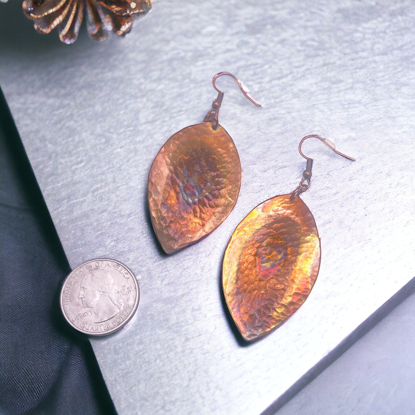 Boho Copper Leaf Earrings