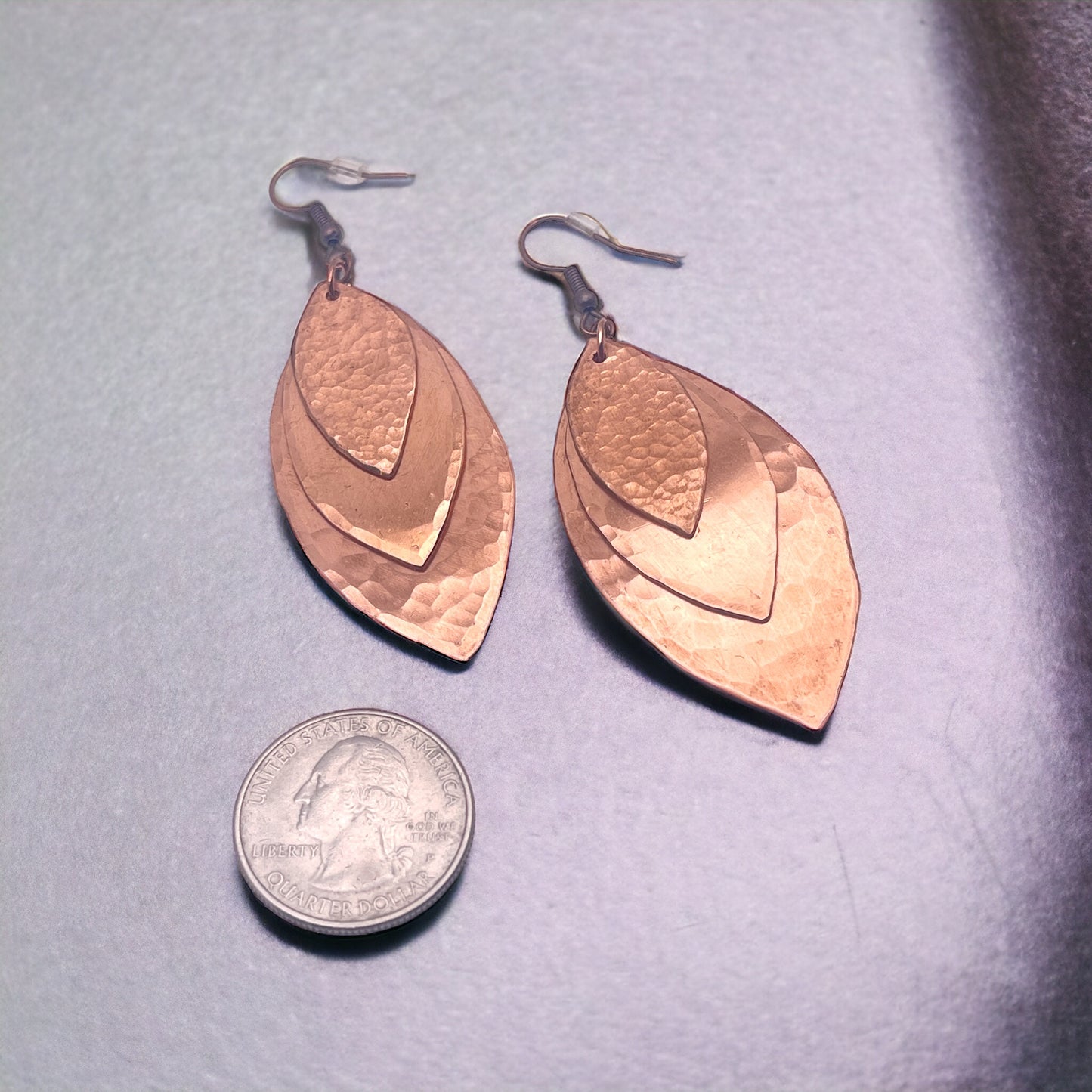 Layered Hammered Copper Earrings