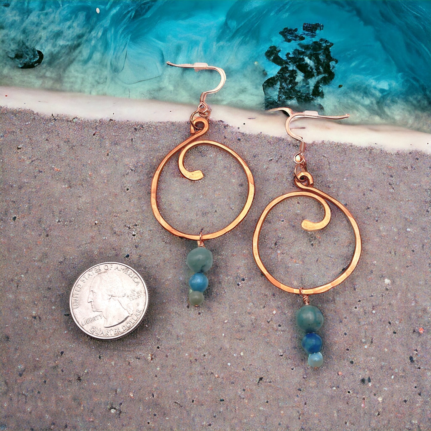 Ocean Swirl Copper Earrings