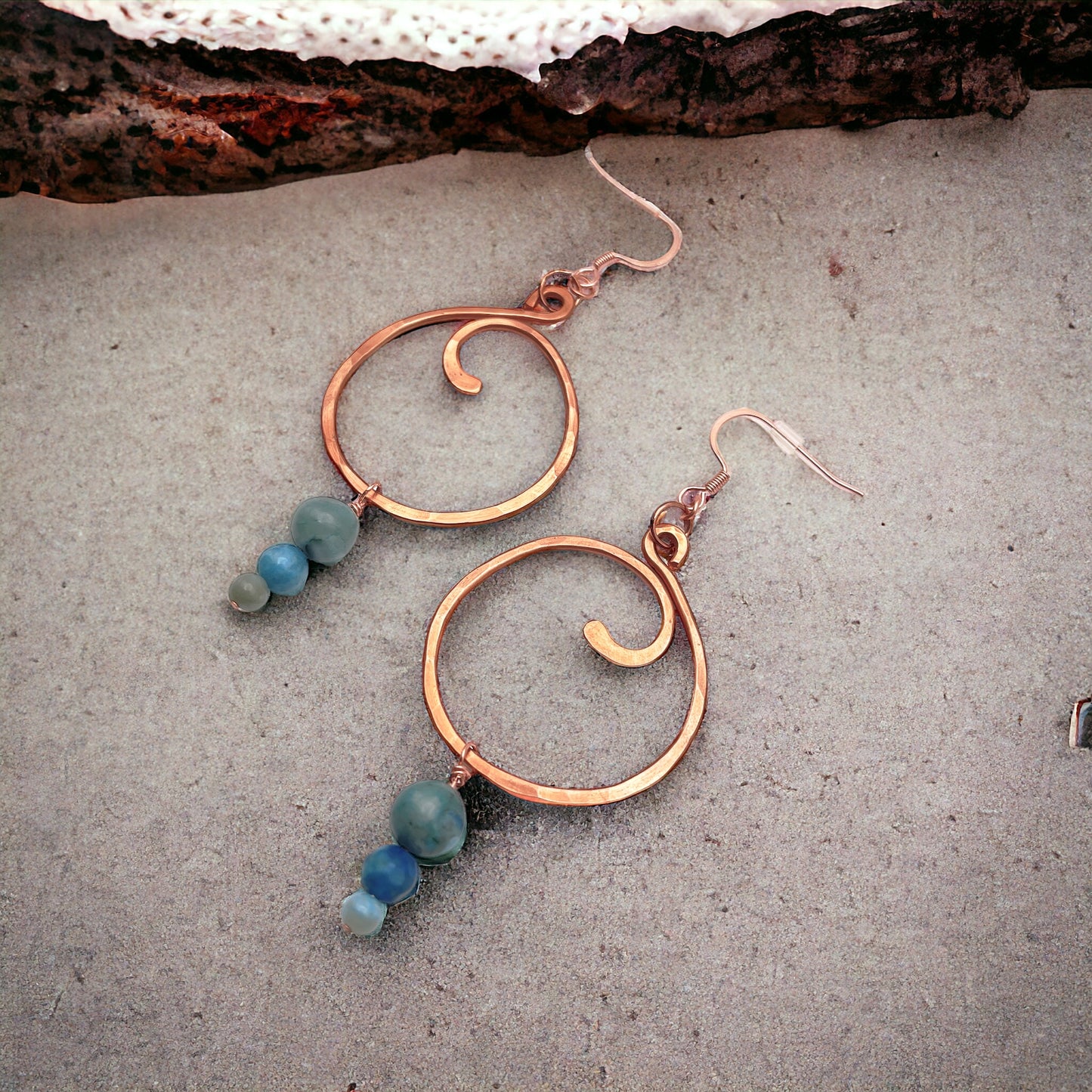 Ocean Swirl Copper Earrings