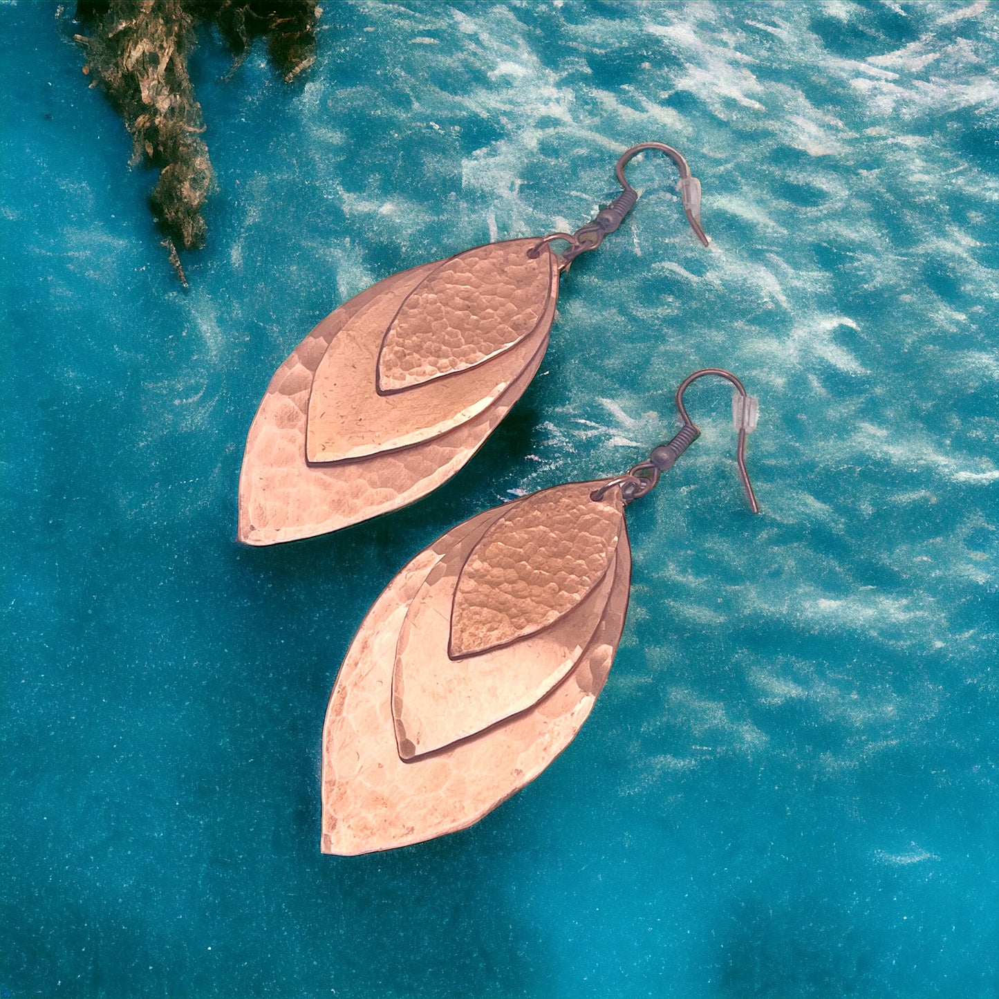 Layered Hammered Copper Earrings