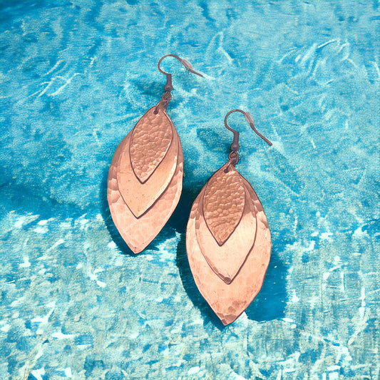 Layered Hammered Copper Earrings