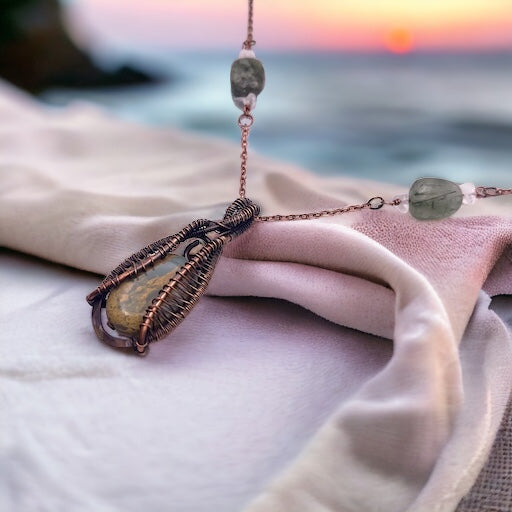 Woven Jasper and Quartz Necklace